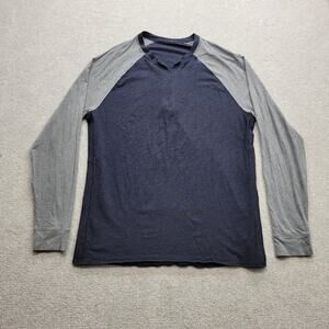 Lululemon Men’s Large Long Sleeve Athletic Shirt Navy Gray Raglan